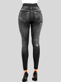 Foto 6 | Pack De 2 Leggins Unitalla Mujer Mezclilla Faja Alta Estilo Pantalón Mezclilla Lic-55-5-px2 Variedad De Diseños