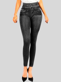 Foto 2 | Leggins Mujer Unitalla Mezclilla Faja Alta Estilo Pantalón Mezclilla Calidad Premium Tiro Alto Lic-055-5 Negro Mallon