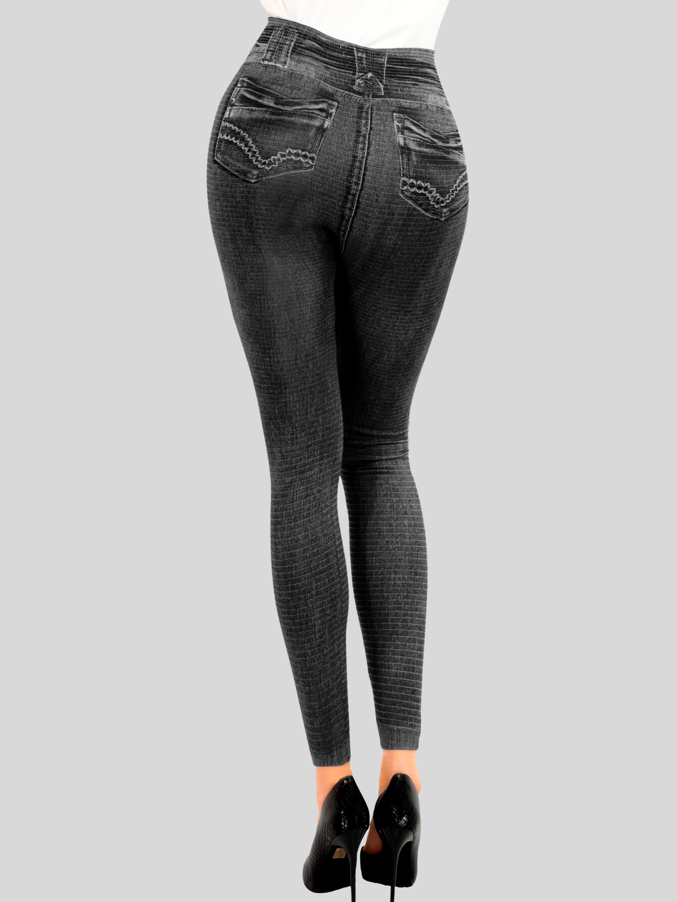 Foto 4 pulgar | Leggins Mujer Unitalla Mezclilla Faja Alta Estilo Pantalón Mezclilla Calidad Premium Tiro Alto Lic-055-5 Negro Mallon