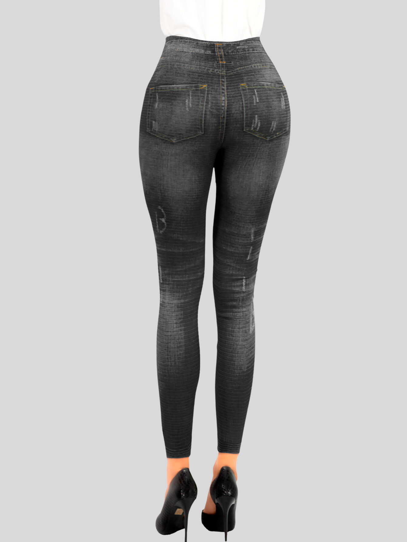 Foto 4 pulgar | Leggins Mujer Unitalla Mezclilla Faja Alta Estilo Pantalón Mezclilla Calidad Premium Tiro Alto Lic-055-5 Negro Mallon