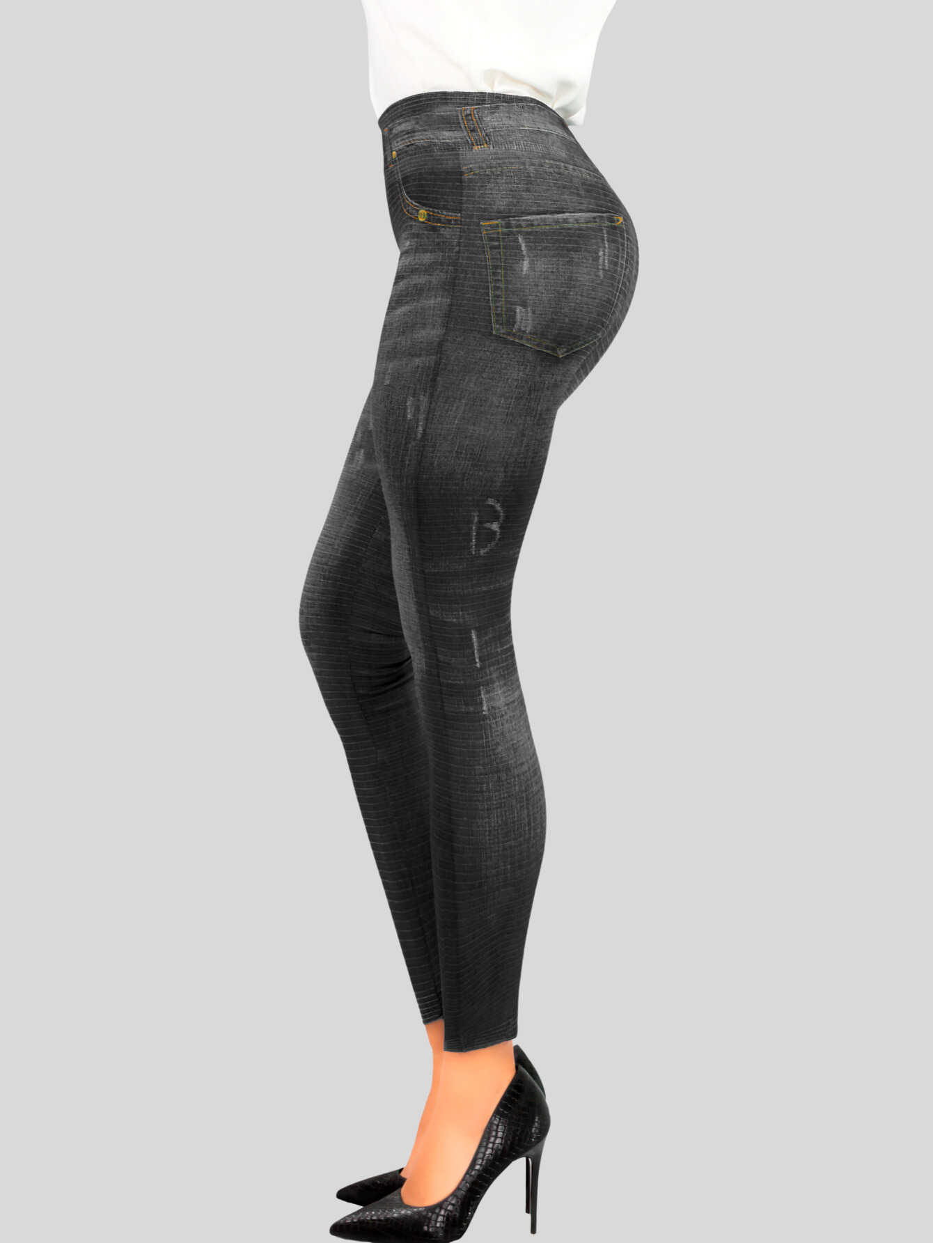 Foto 5 pulgar | Leggins Mujer Unitalla Mezclilla Faja Alta Estilo Pantalón Mezclilla Calidad Premium Tiro Alto Lic-055-5 Negro Mallon