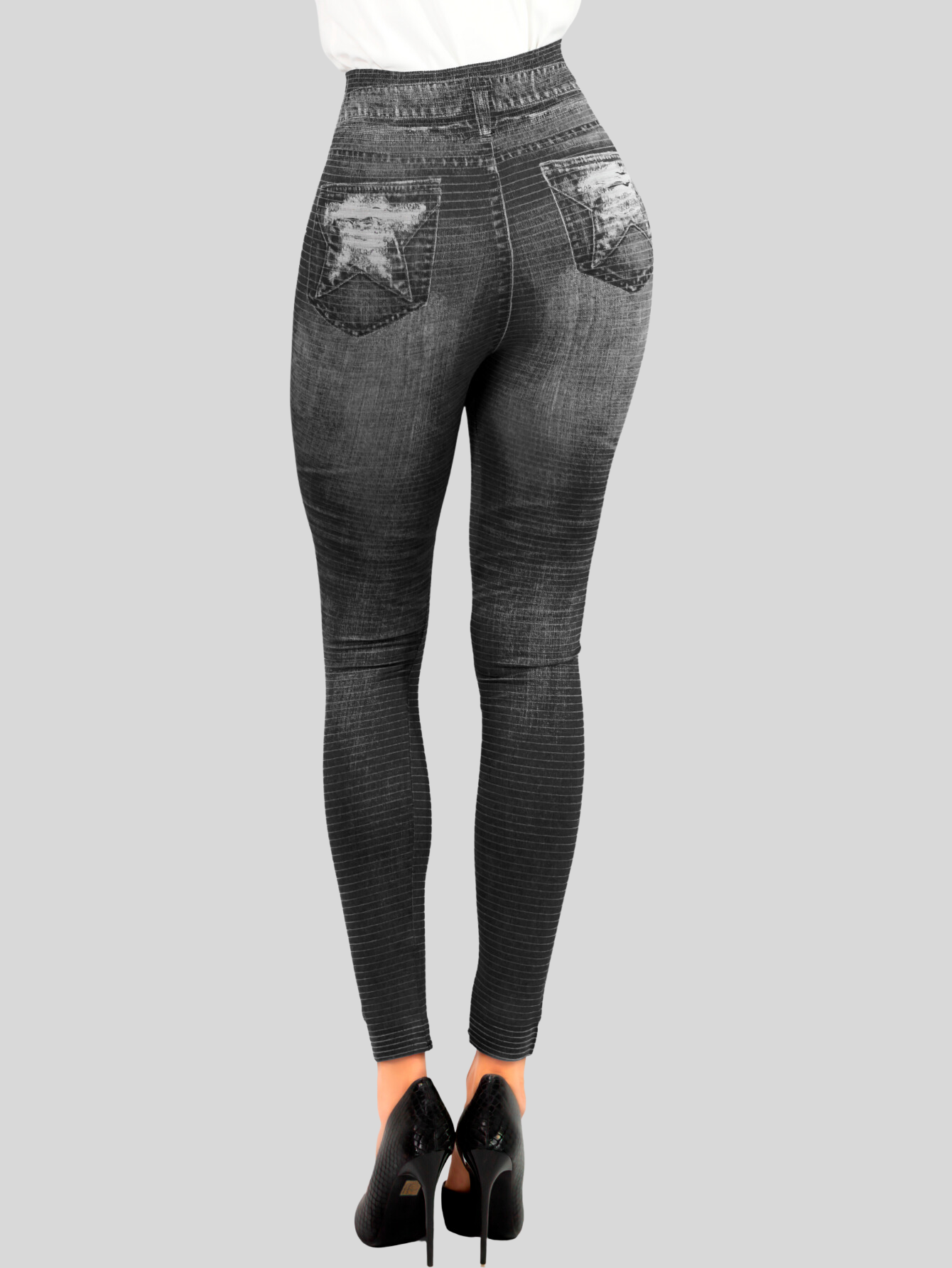 Foto 4 pulgar | Leggins Estilo Pantalón Mezclilla Tiro Alto Unitalla para Mujer