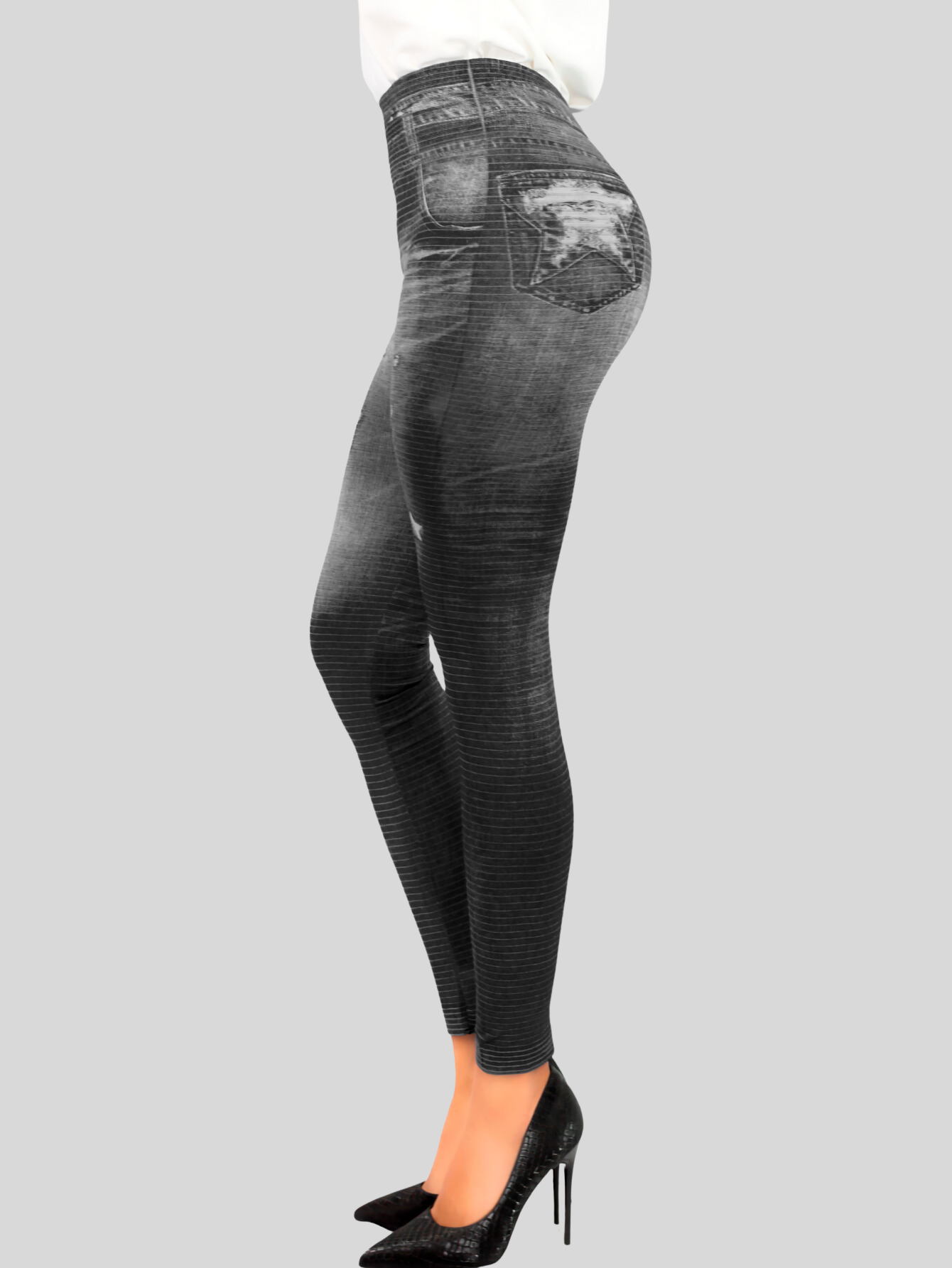 Foto 5 pulgar | Leggins Estilo Pantalón Mezclilla Tiro Alto Unitalla para Mujer