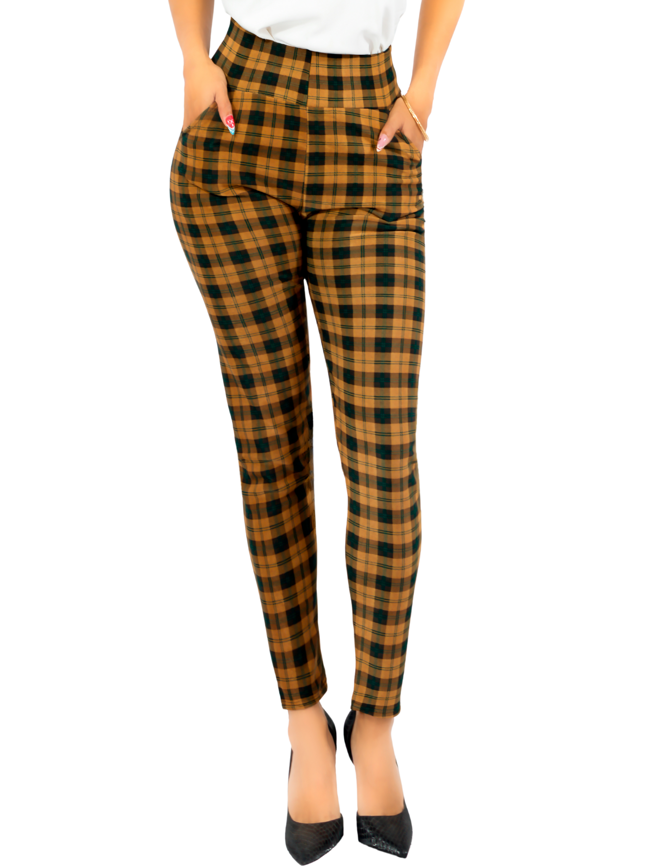 Foto 2 pulgar | Leggings Elegantes Jegging Mujer A Cuadros Stretch Looks Formal Y Casual Mayón Lic-0171 D7 Mallones