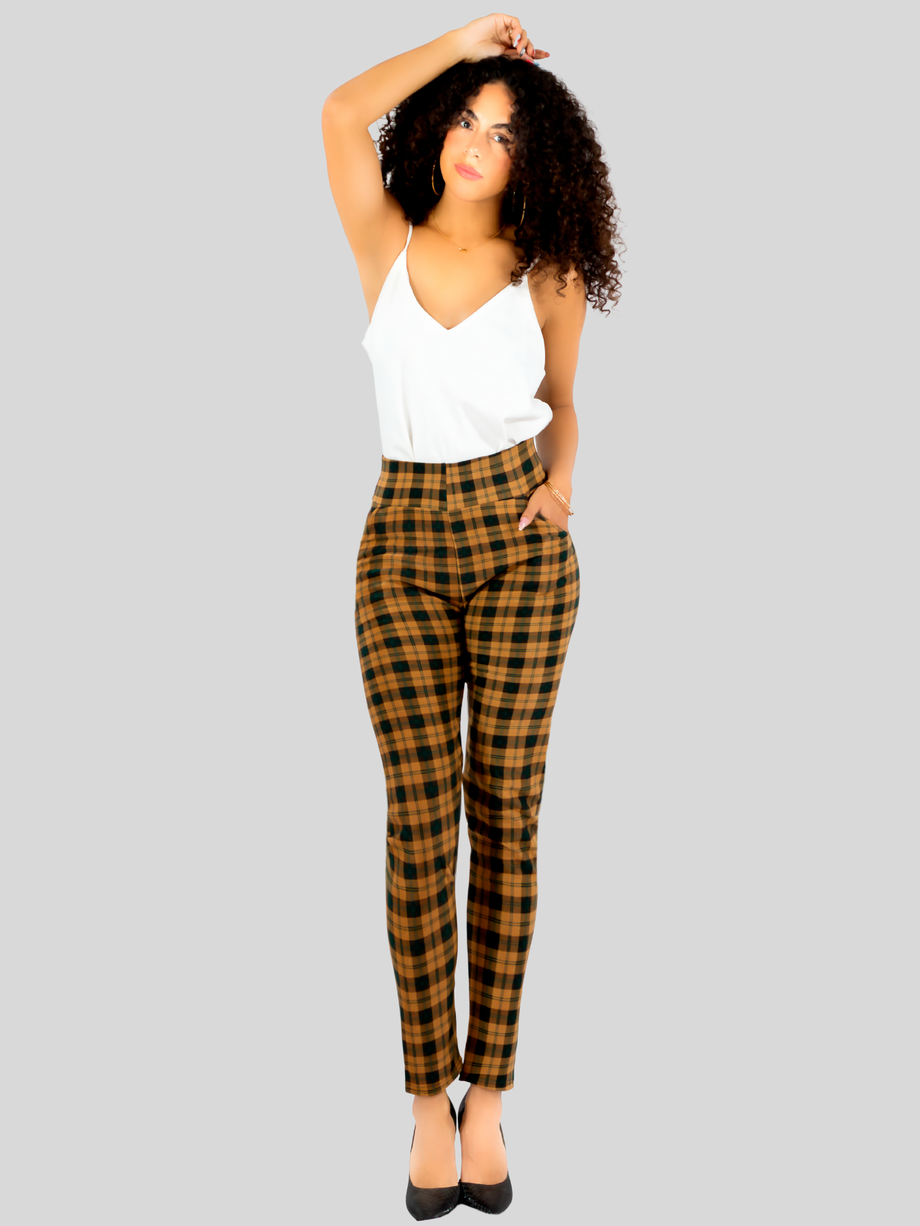 Foto 3 pulgar | Leggings Elegantes Jegging Mujer A Cuadros Stretch Looks Formal Y Casual Mayón Lic-0171 D7 Mallones