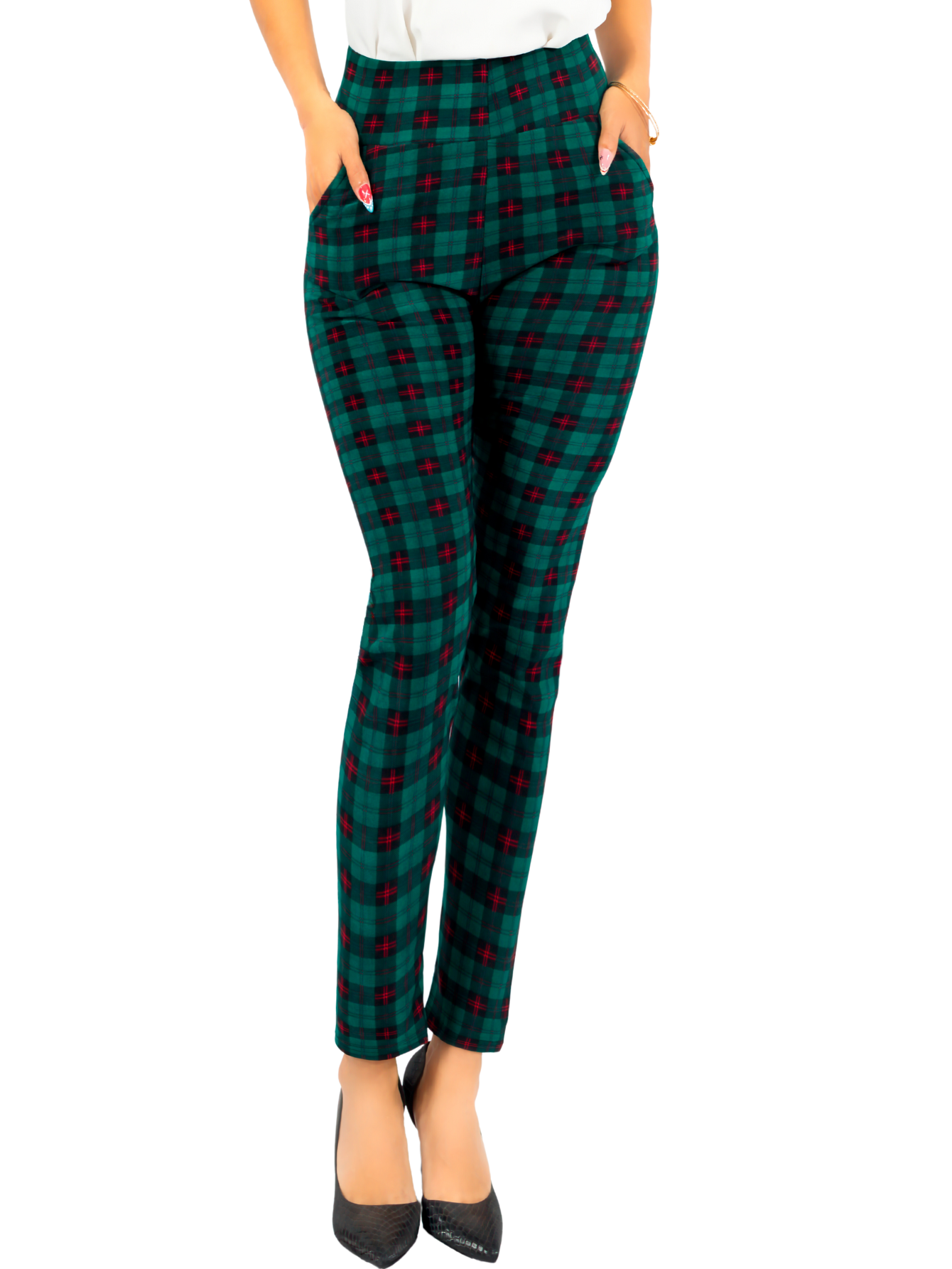Foto 2 pulgar | Leggings Elegantes Jegging Mujer A Cuadros Stretch Looks Formal Y Casual Mayón Lic-0171 D8 Mallones
