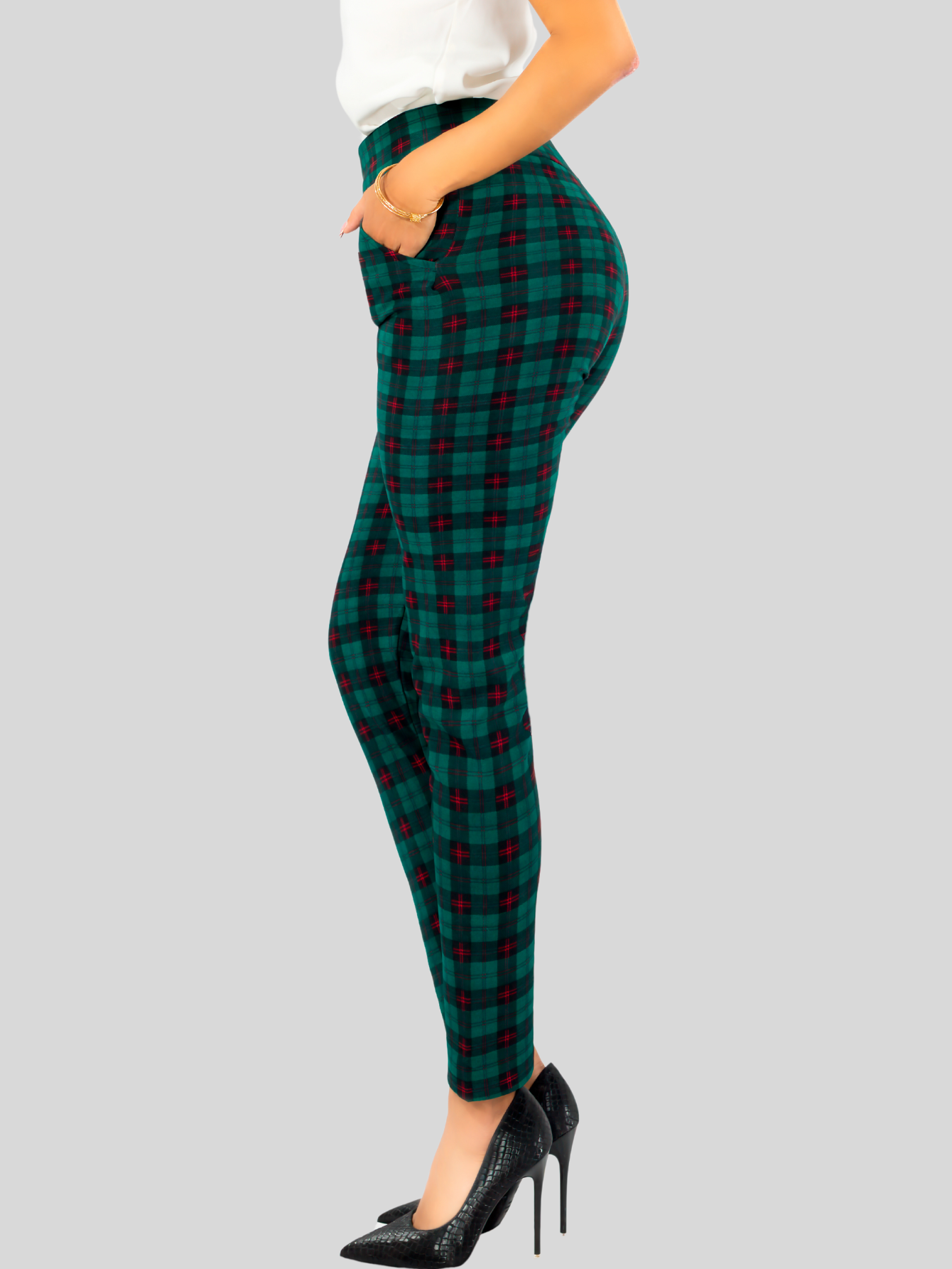 Foto 5 pulgar | Leggings Elegantes Jegging Mujer A Cuadros Stretch Looks Formal Y Casual Mayón Lic-0171 D8 Mallones