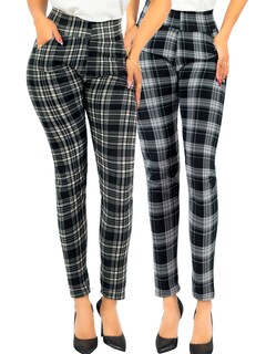 Foto 1 | Set De 2 Leggings Elegantes Jegging Mujer A Cuadros Stretch Looks Formal Y Casual Mayón Lic-0171 D3/d4 Mallones