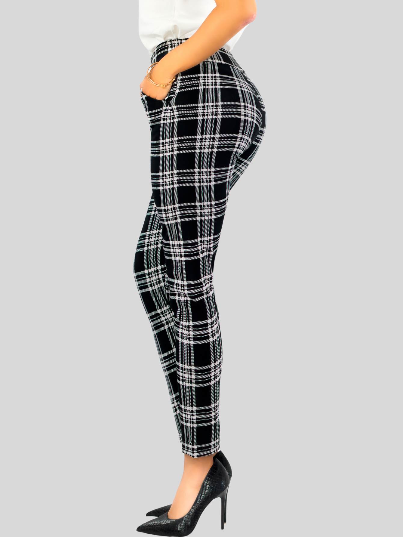 Foto 8 pulgar | Set De 2 Leggings Elegantes Jegging Mujer A Cuadros Stretch Looks Formal Y Casual Mayón Lic-0171 D8/d9 Mallones