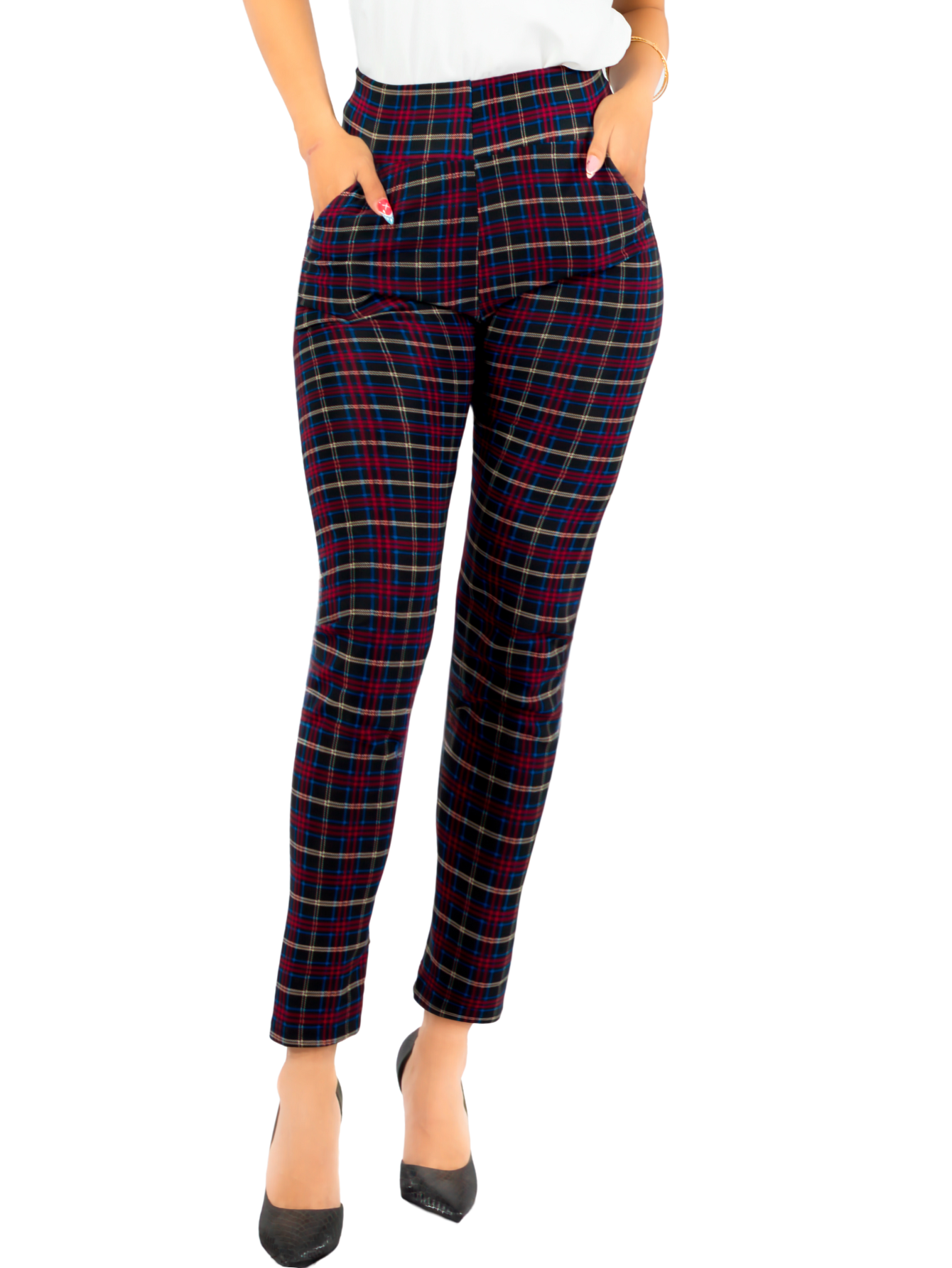 Foto 2 pulgar | Leggings Elegantes Jegging Mujer A Cuadros Stretch Looks Formal Y Casual Mayón Lic-0171 D2 Mallones