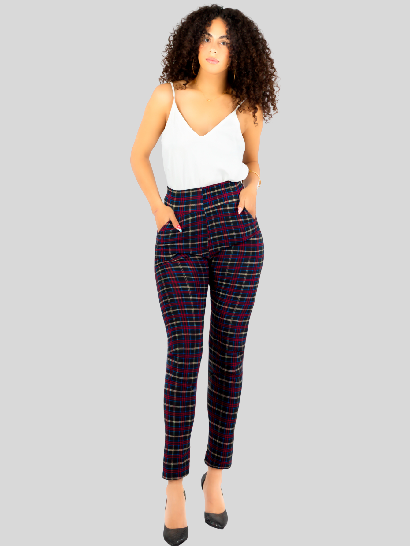 Foto 3 pulgar | Leggings Elegantes Jegging Mujer A Cuadros Stretch Looks Formal Y Casual Mayón Lic-0171 D2 Mallones