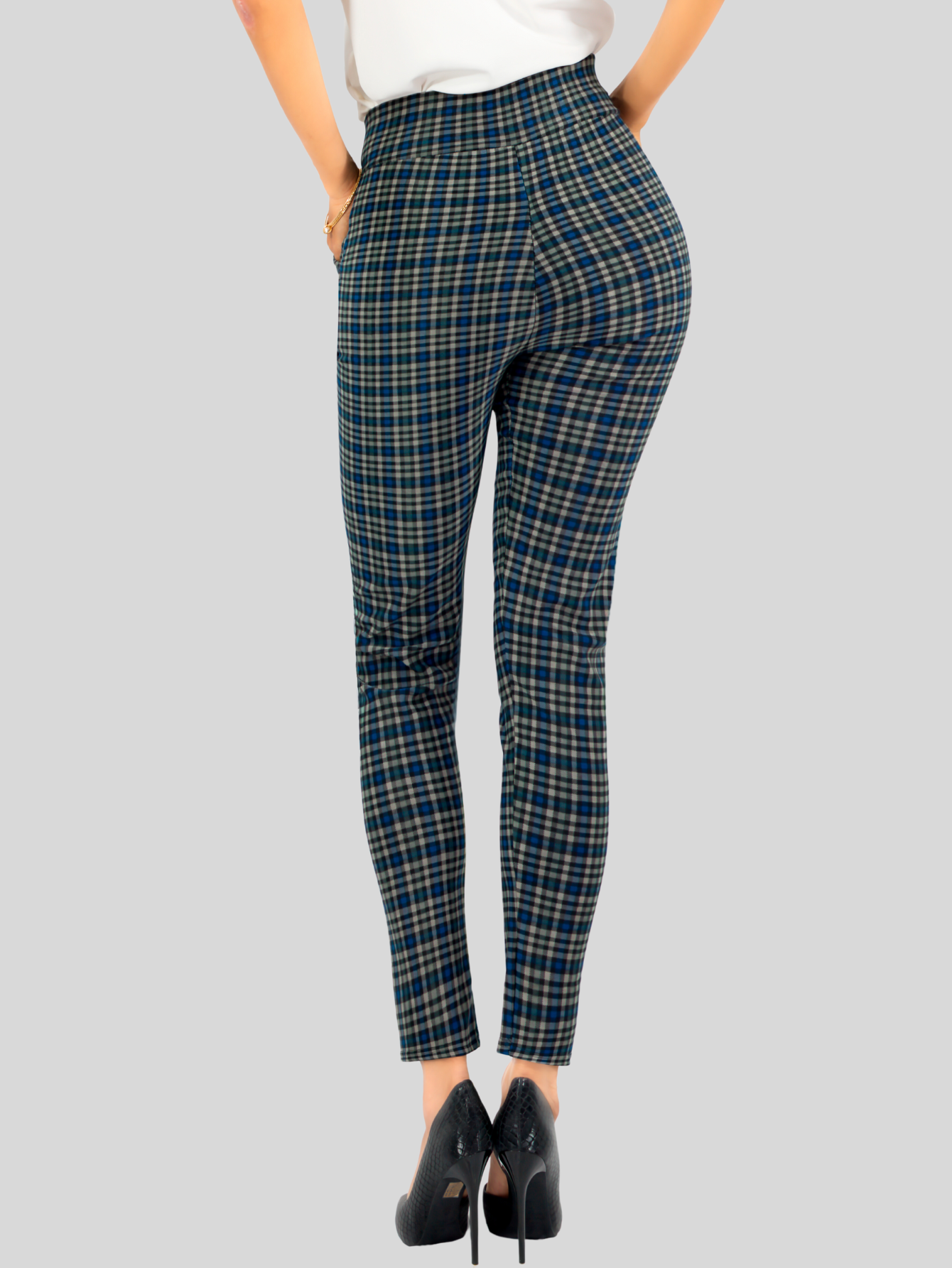 Foto 6 pulgar | Leggings Elegantes Jegging Mujer A Cuadros Stretch Looks Formal Y Casual Mayón Lic-0171 D1 Mallones