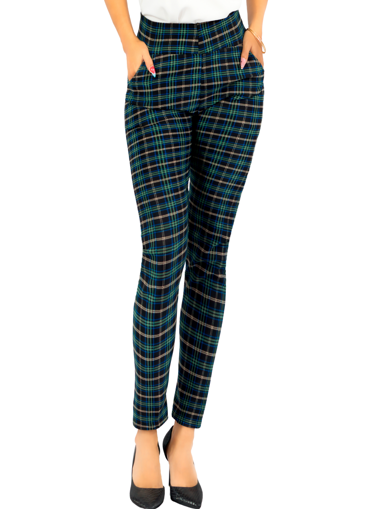 Foto 2 pulgar | Leggings Elegantes Jegging Mujer A Cuadros Stretch Looks Formal Y Casual Mayón Lic-0171 D5 Mallones