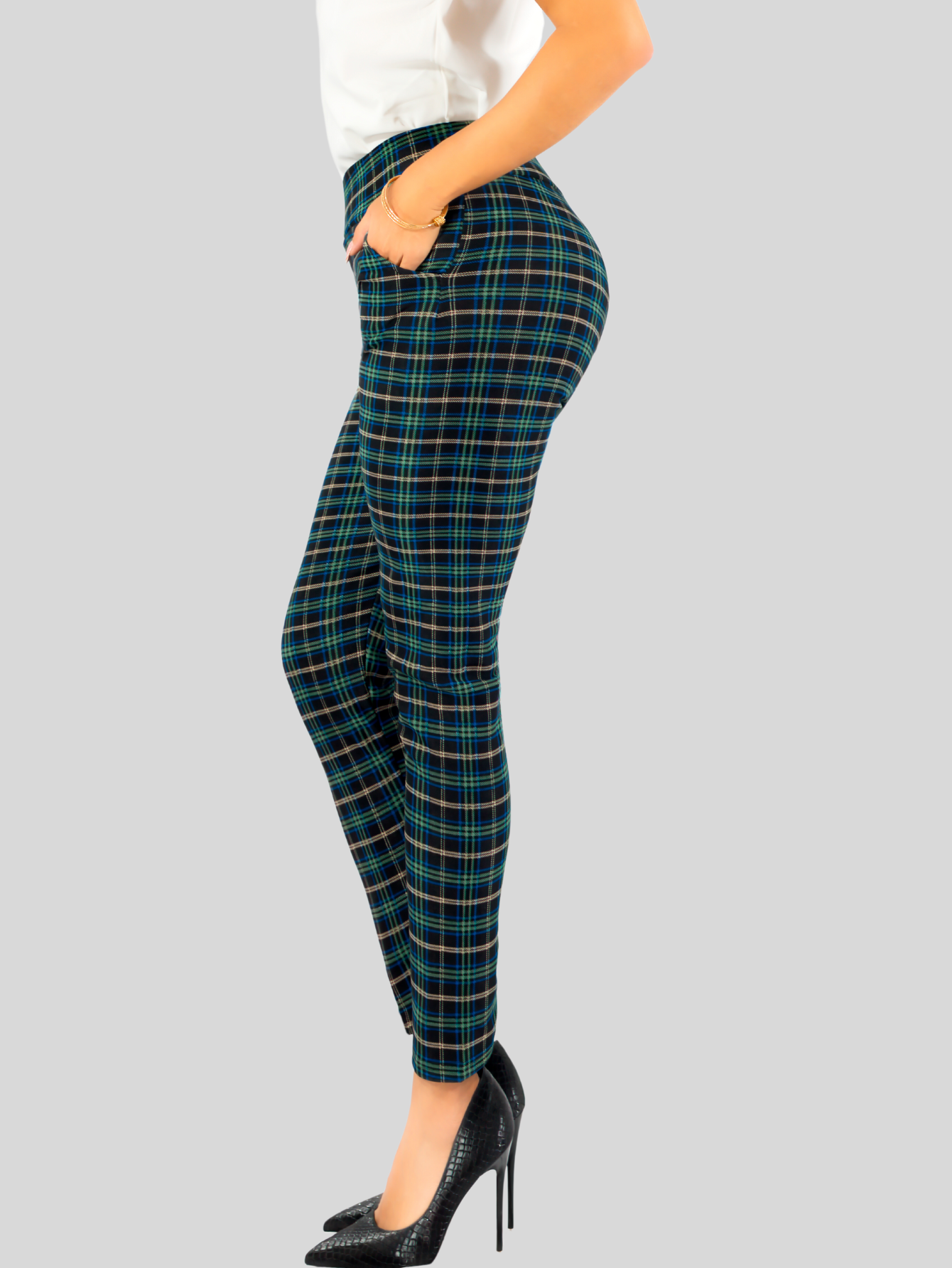 Foto 6 pulgar | Leggings Elegantes Jegging Mujer A Cuadros Stretch Looks Formal Y Casual Mayón Lic-0171 D5 Mallones