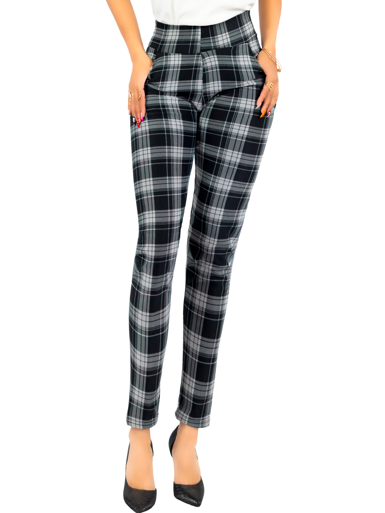 Foto 1 | Leggings Elegantes Jegging Mujer A Cuadros Stretch Looks Formal Y Casual Mayón Lic-0171 D4 Mallones