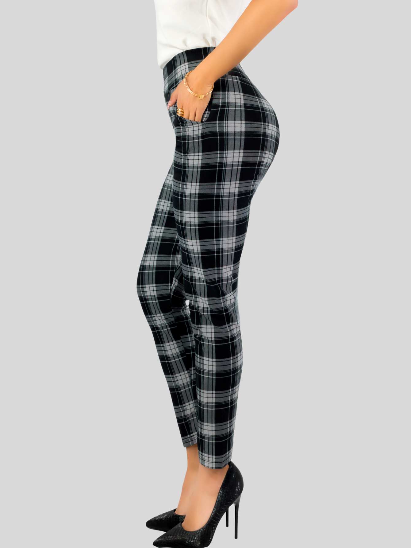 Foto 5 pulgar | Leggings Elegantes Jegging Mujer A Cuadros Stretch Looks Formal Y Casual Mayón Lic-0171 D4 Mallones