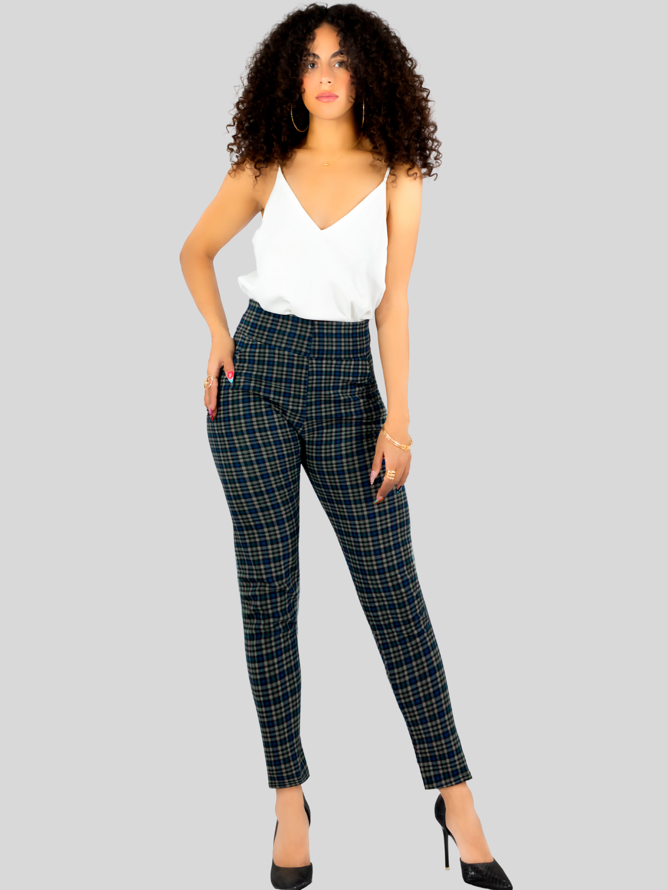 Foto 3 pulgar | Set De 2 Leggings Elegantes Jegging Mujer A Cuadros Stretch Looks Formal Y Casual Mayón Lic-0171 D1/d2 Mallones