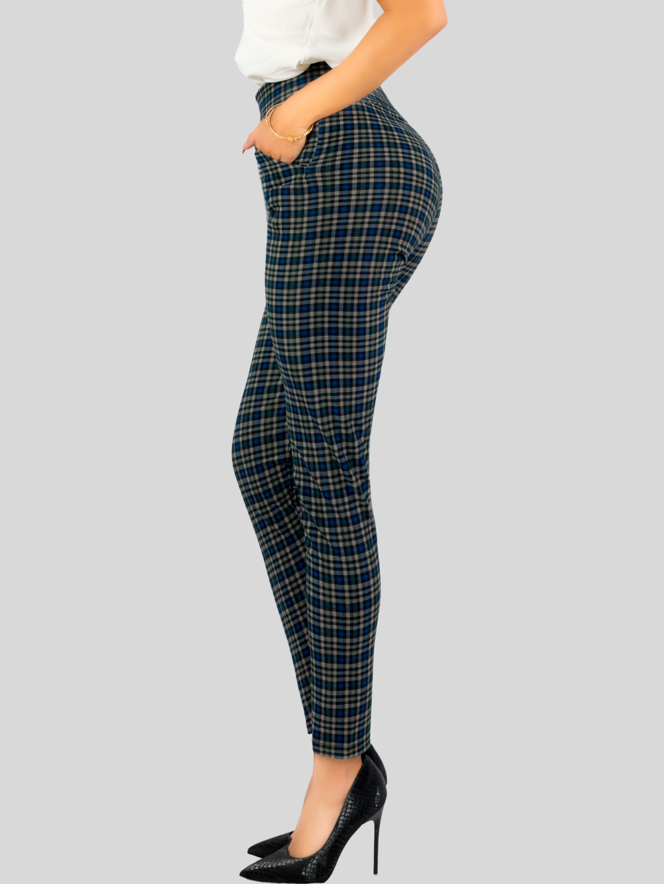 Foto 5 pulgar | Set De 2 Leggings Elegantes Jegging Mujer A Cuadros Stretch Looks Formal Y Casual Mayón Lic-0171 D1/d2 Mallones