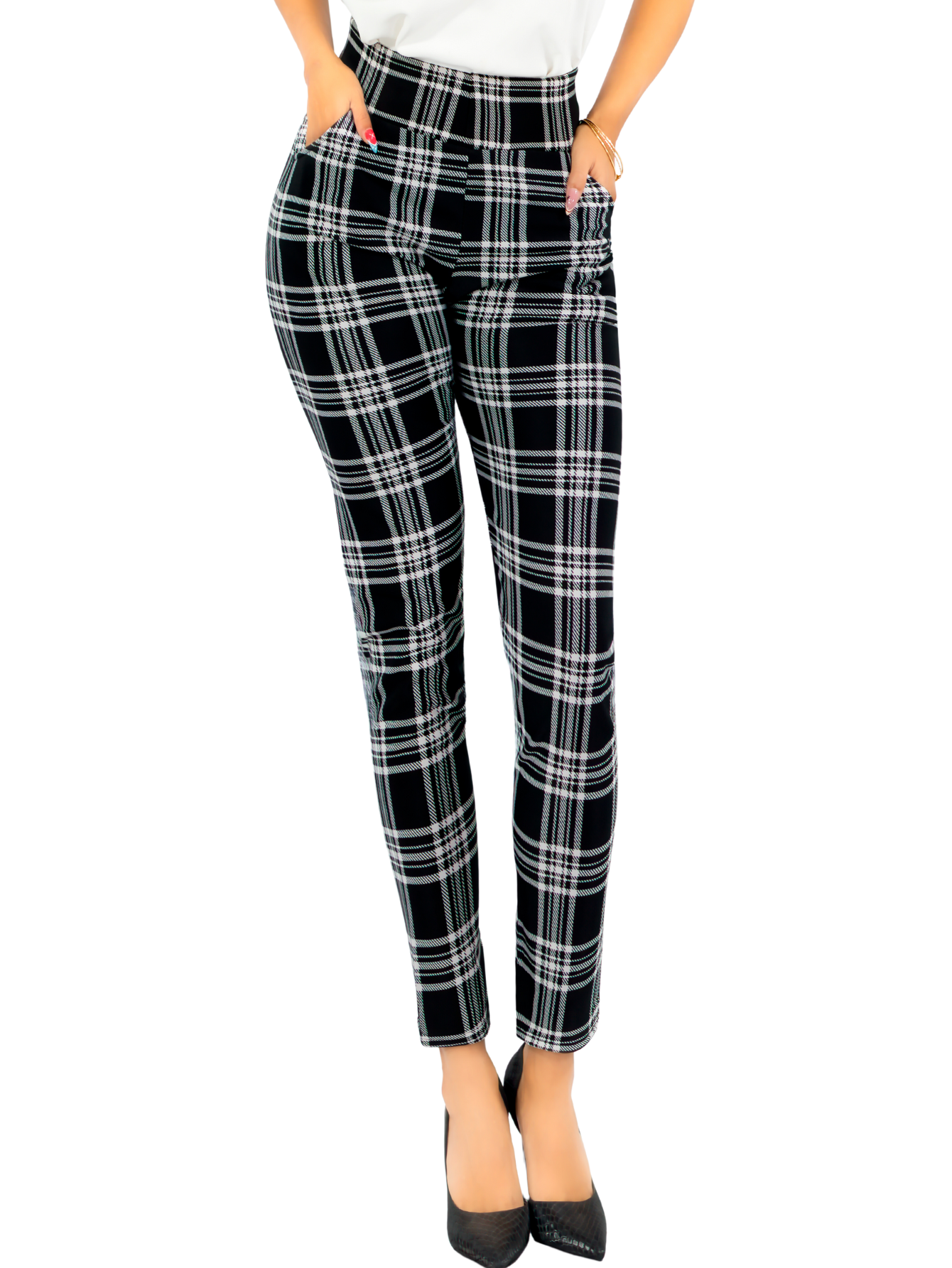 Leggings Elegantes Jegging Mujer A Cuadros Stretch Looks Formal Y Casual Mayón Lic-0171 D9 Mallones