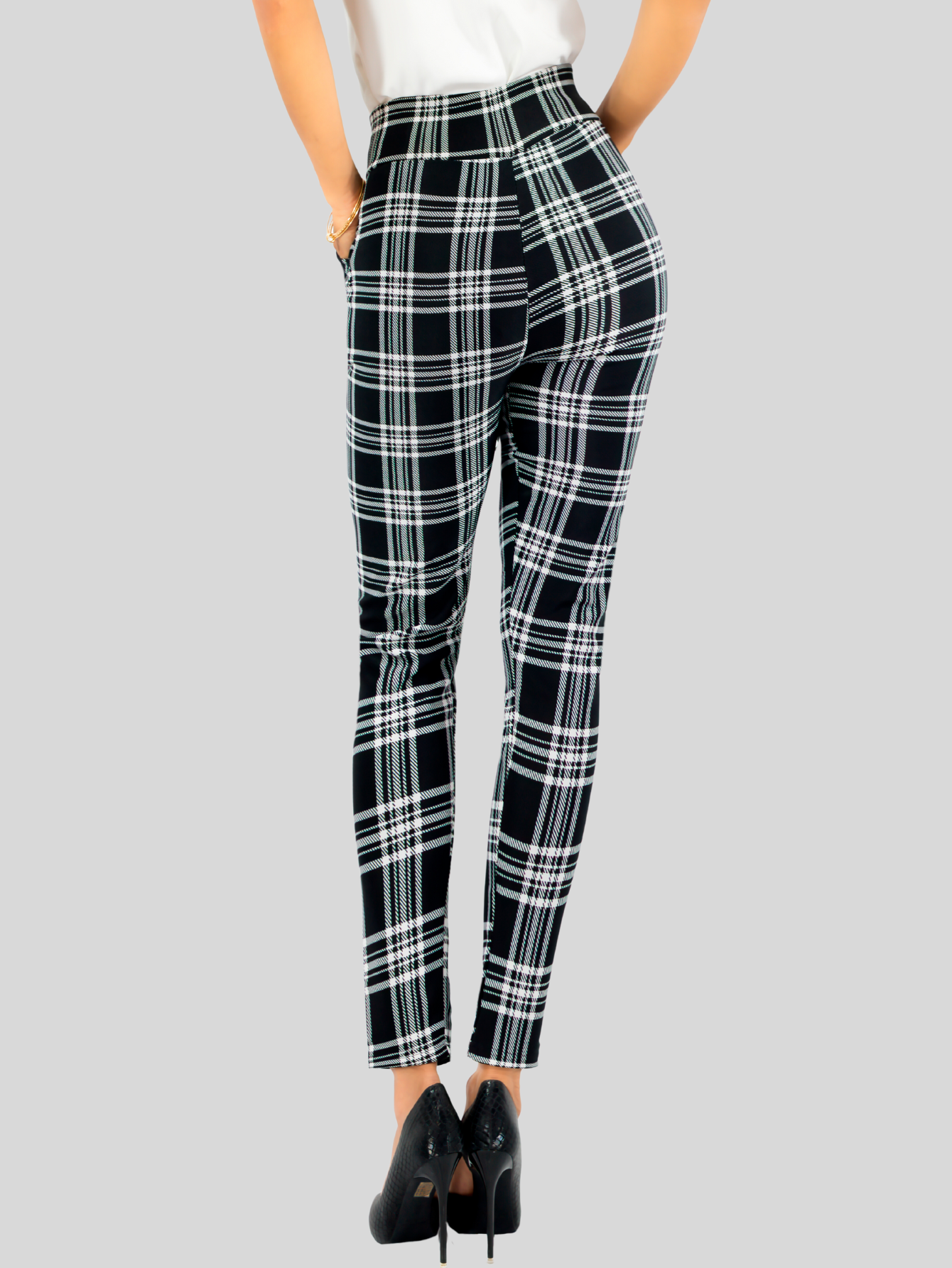 Foto 6 pulgar | Leggings Elegantes Jegging Mujer A Cuadros Stretch Looks Formal Y Casual Mayón Lic-0171 D9 Mallones