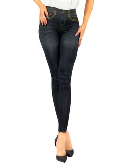 Foto 1 | Leggins Mujer Unitalla Mezclilla Faja Alta Estilo Pantalón Mezclilla Calidad Premium Tiro Alto Lic-055-5 Negro Mallo