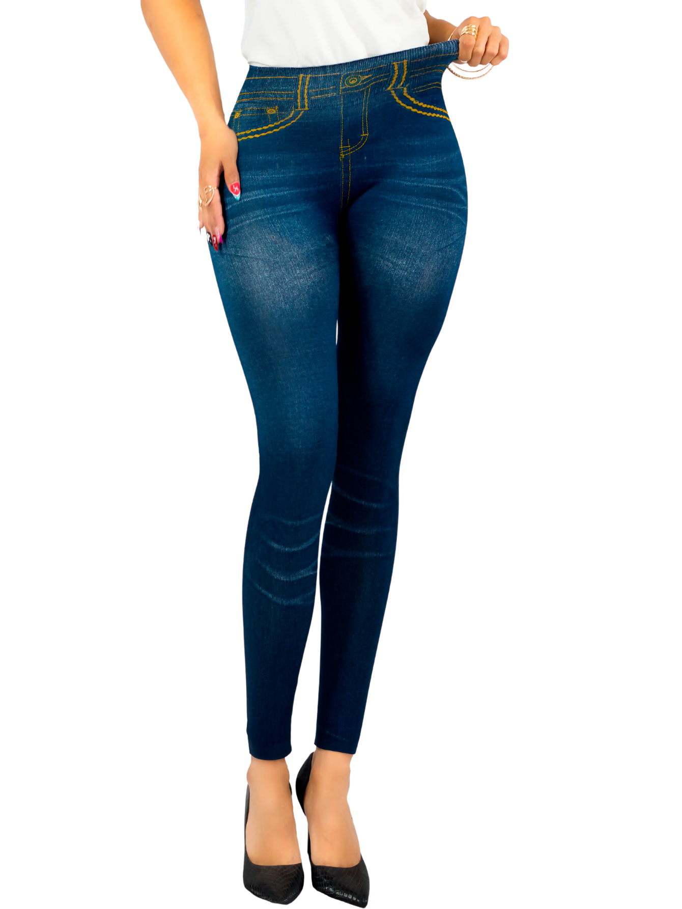 Foto 2 pulgar | Leggins Mujer Unitalla Mezclilla Faja Alta Estilo Pantalón Mezclilla Calidad Premium Tiro Alto Lic-055-5 Azul Mallon