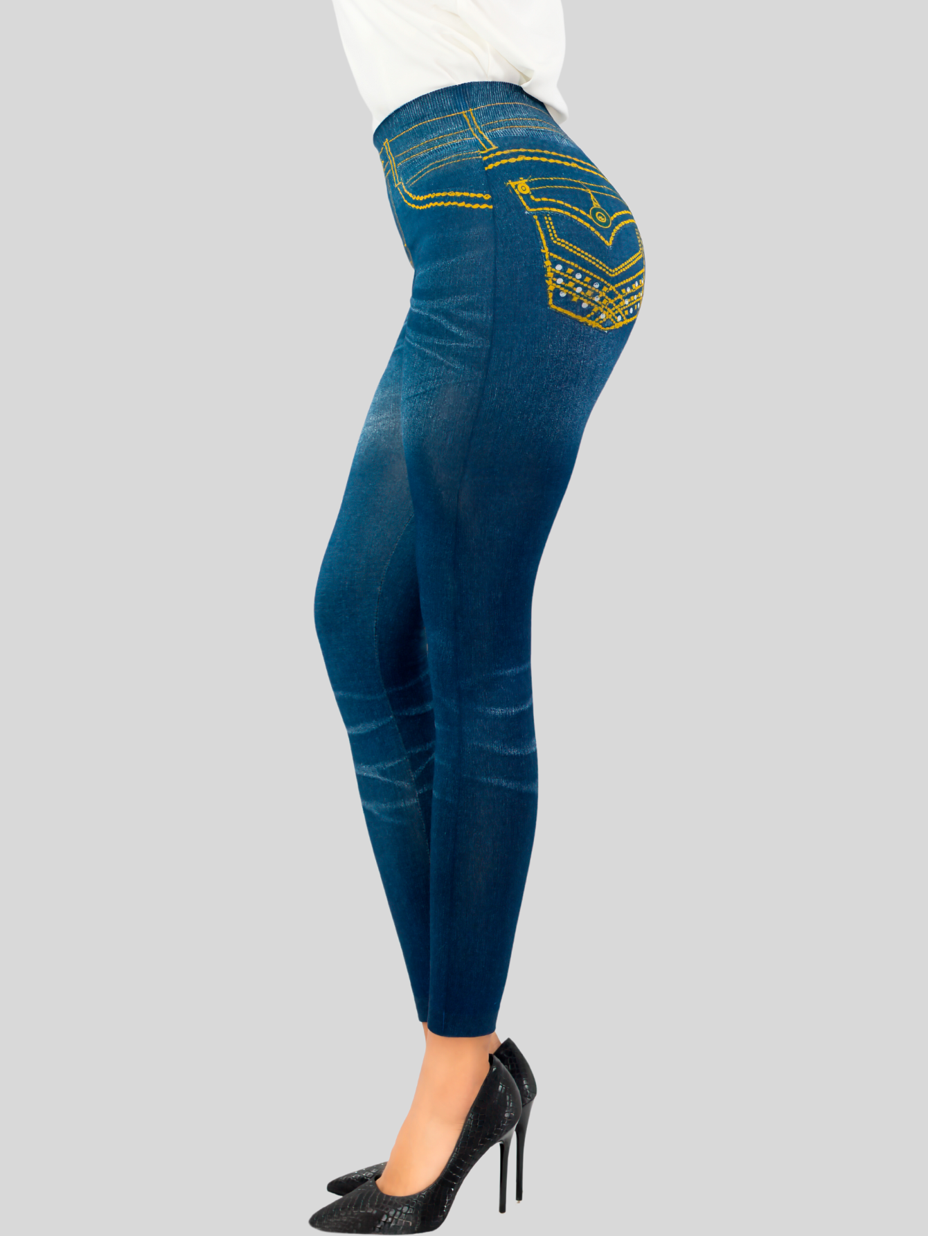 Foto 5 pulgar | Leggins Mujer Unitalla Mezclilla Faja Alta Estilo Pantalón Mezclilla Calidad Premium Tiro Alto Lic-055-5 Azul Mallon