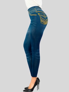 Foto 4 | Leggins Mujer Unitalla Mezclilla Faja Alta Estilo Pantalón Mezclilla Calidad Premium Tiro Alto Lic-055-5 Azul Mallon