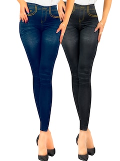 Foto 1 | Pack de 2 Leggins Mezclilla Unitalla para Mujer