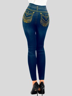 Foto 3 | Pack de 2 Leggins Mezclilla Unitalla para Mujer