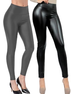 Foto 1 | Set De Dos Leggins Moda Elegante Casual Lic-0105-px2 Variedad De Colores Mujer Vinipiel