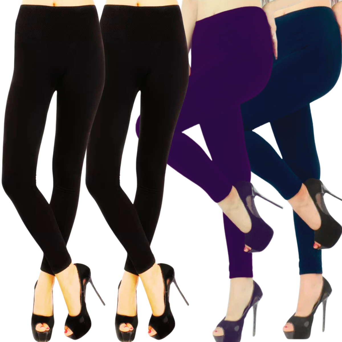 Foto 2 pulgar | Set de 4 Leggings Térmico para Mujer Varios Colores Afelpado