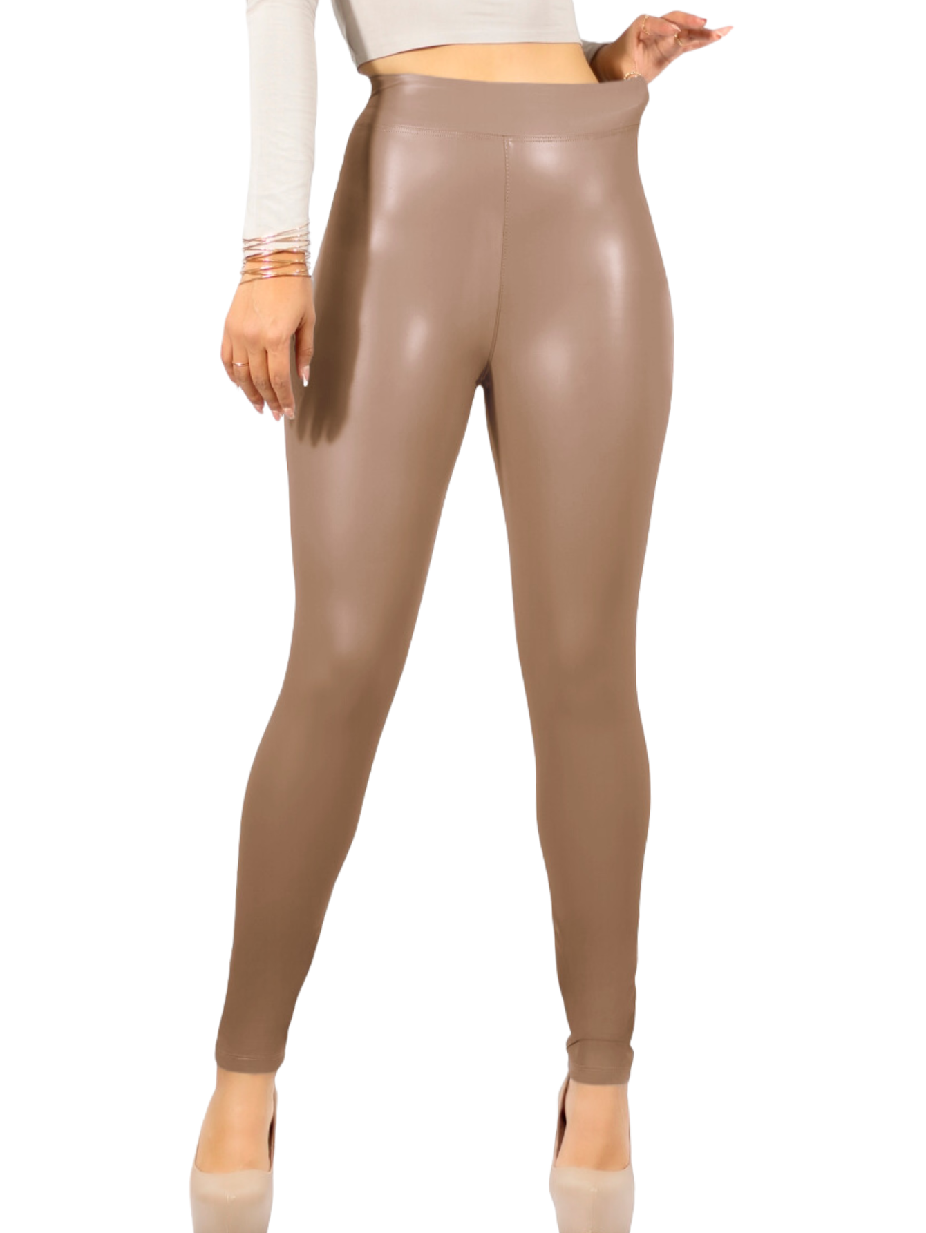 Foto 1 | Legging Moda Elegante O Casual Lic-0123 Beige Tipo Vinipiel