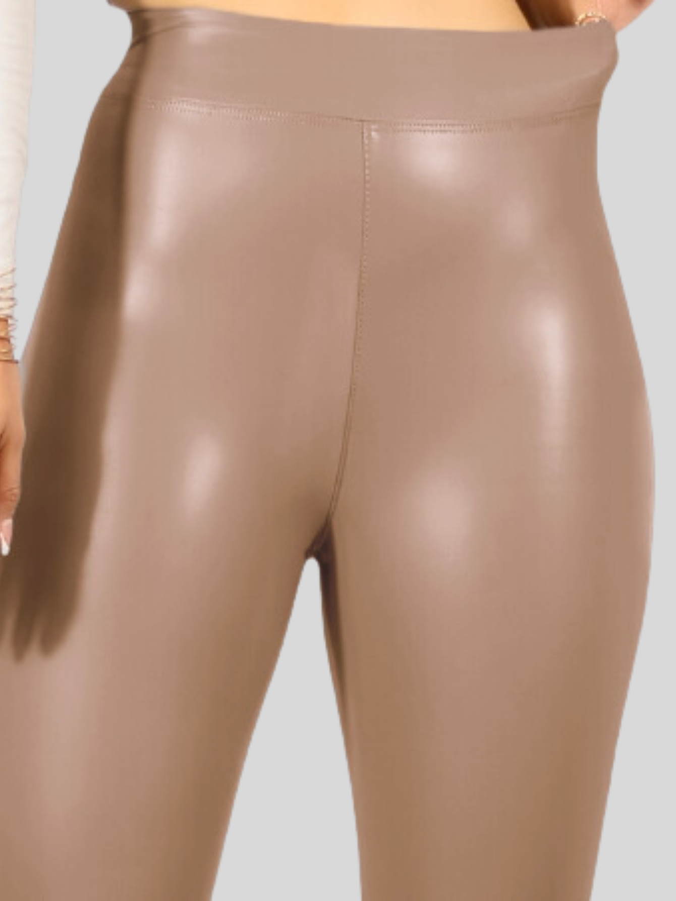 Foto 5 pulgar | Legging Moda Elegante O Casual Lic-0123 Beige Tipo Vinipiel