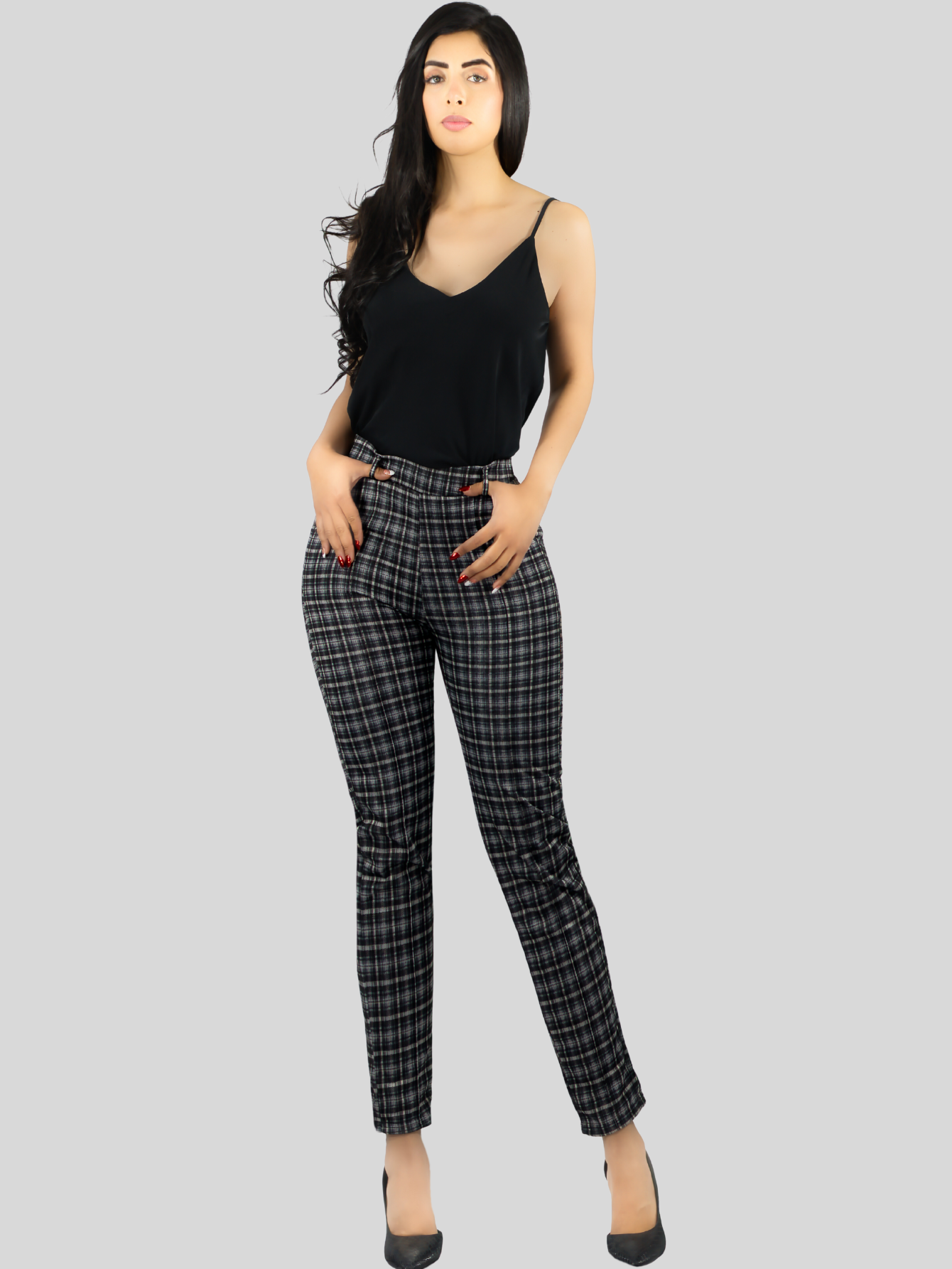 Foto 3 pulgar | Jeggins Mujer Legging Pantalón A Cuadro Mallones Panta-1010 Diseño 3 Mayon Malla