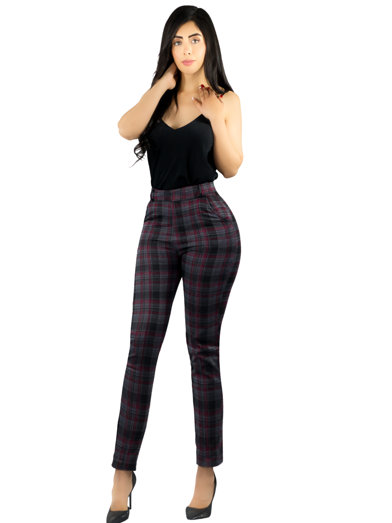 Foto 2 pulgar | Jeggins Mujer Legging Pantalón A Cuadro Mallones Panta-1010 Diseño 1 Mayon Malla