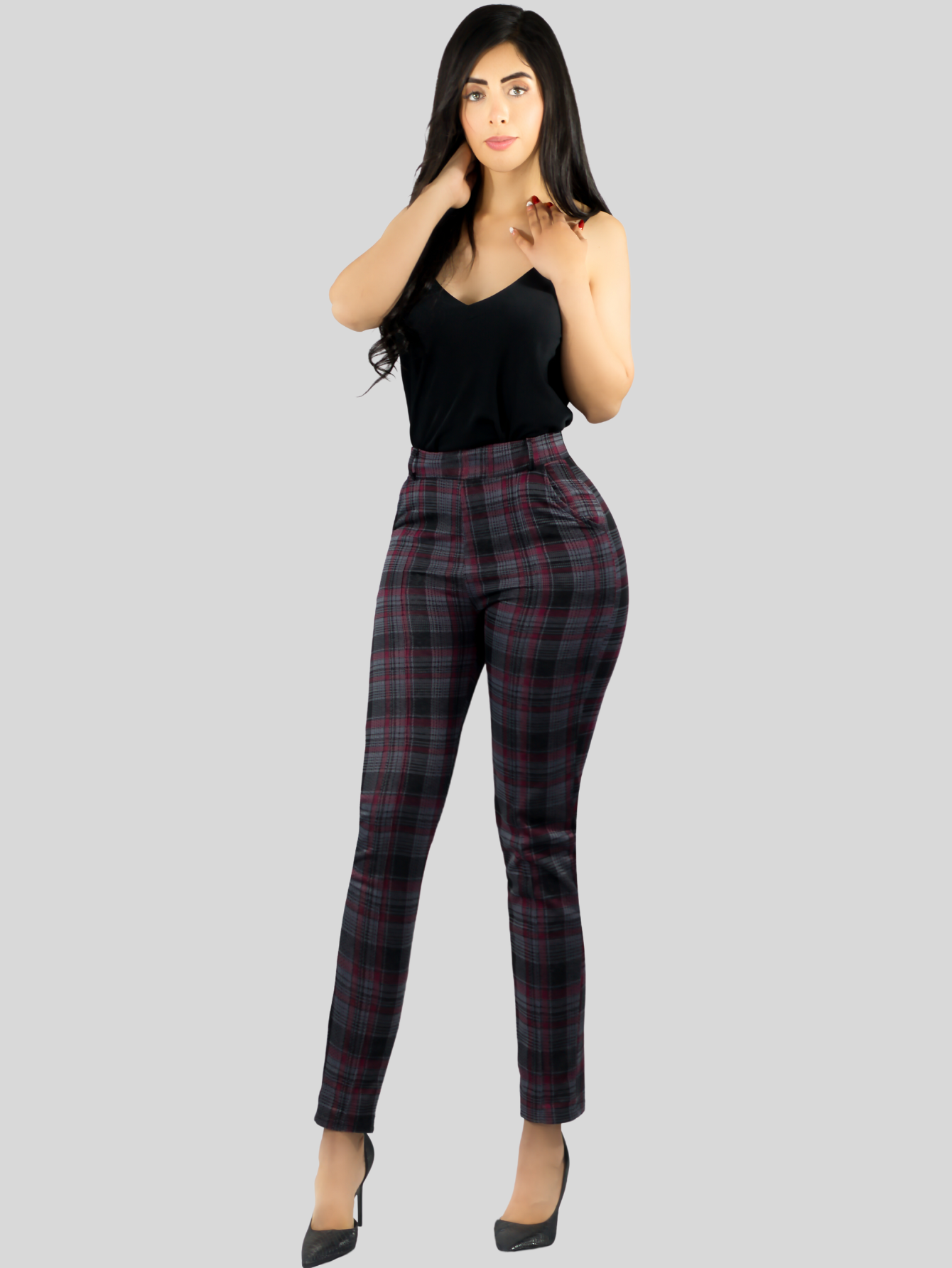 Foto 3 pulgar | Jeggins Mujer Legging Pantalón A Cuadro Mallones Panta-1010 Diseño 1 Mayon Malla