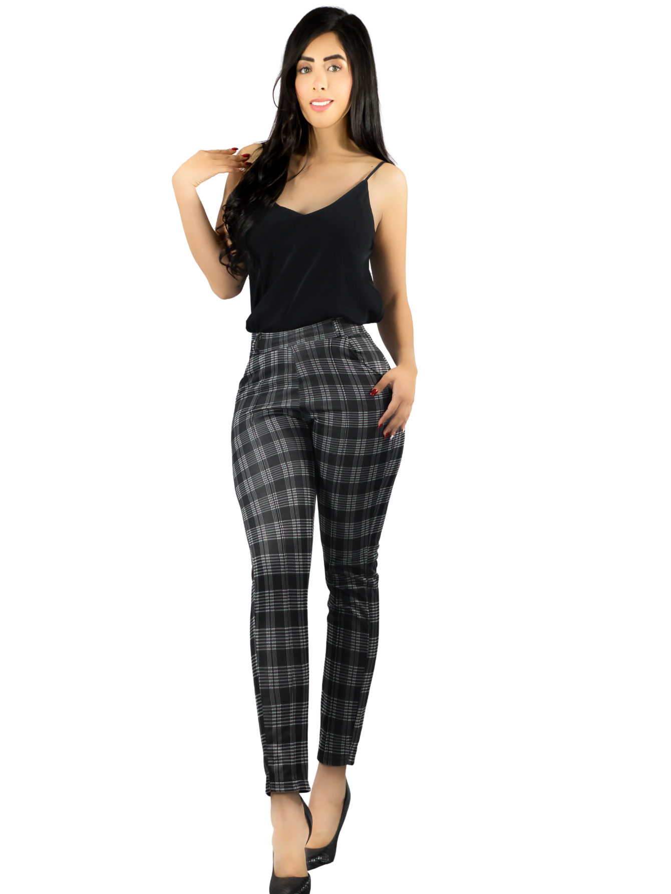 Foto 2 pulgar | Jeggins Mujer Legging Pantalón A Cuadro Mallones Panta-1010 Diseño 2 Mayon Malla