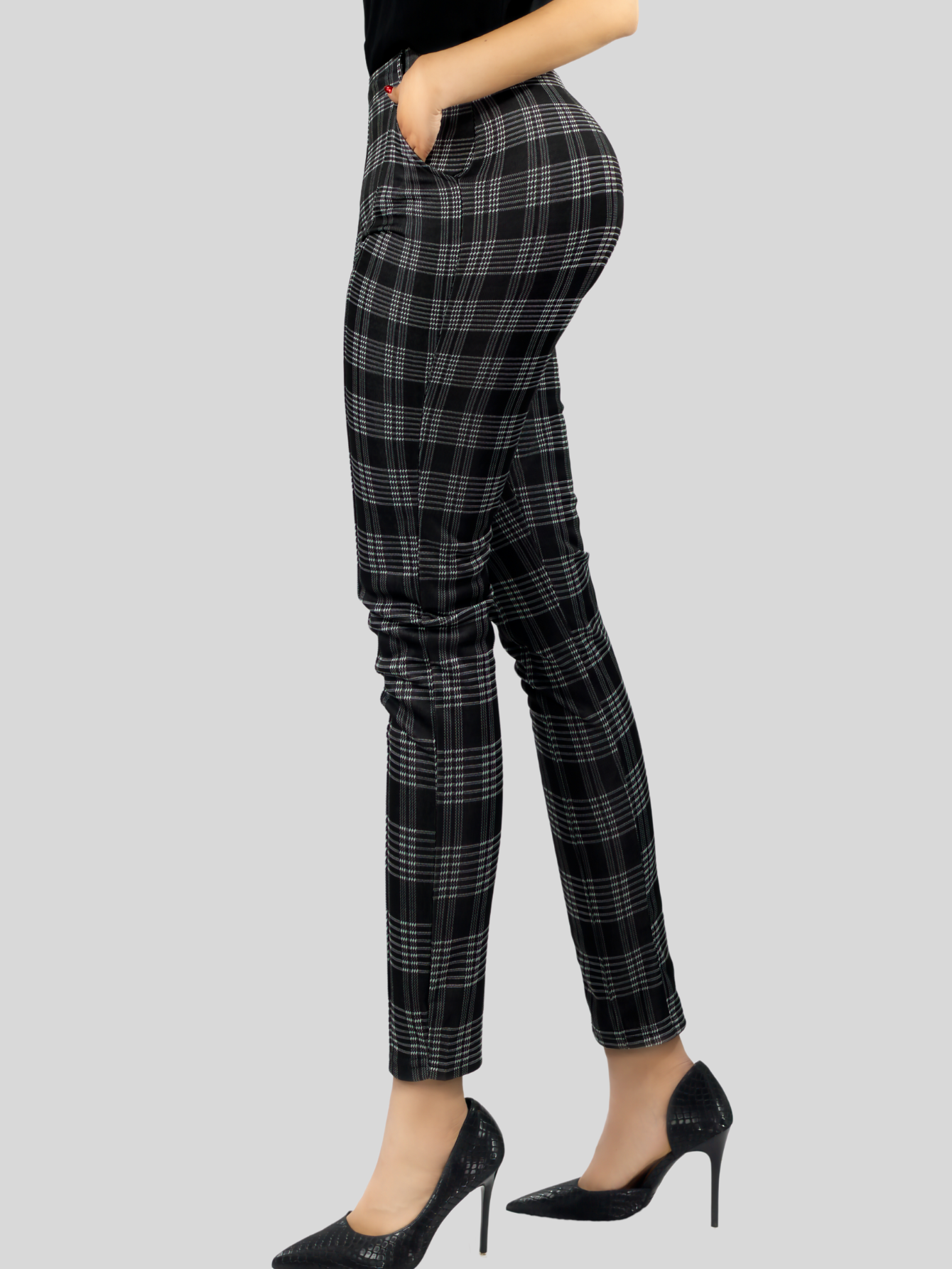 Foto 5 pulgar | Jeggins Mujer Legging Pantalón A Cuadro Mallones Panta-1010 Diseño 2 Mayon Malla