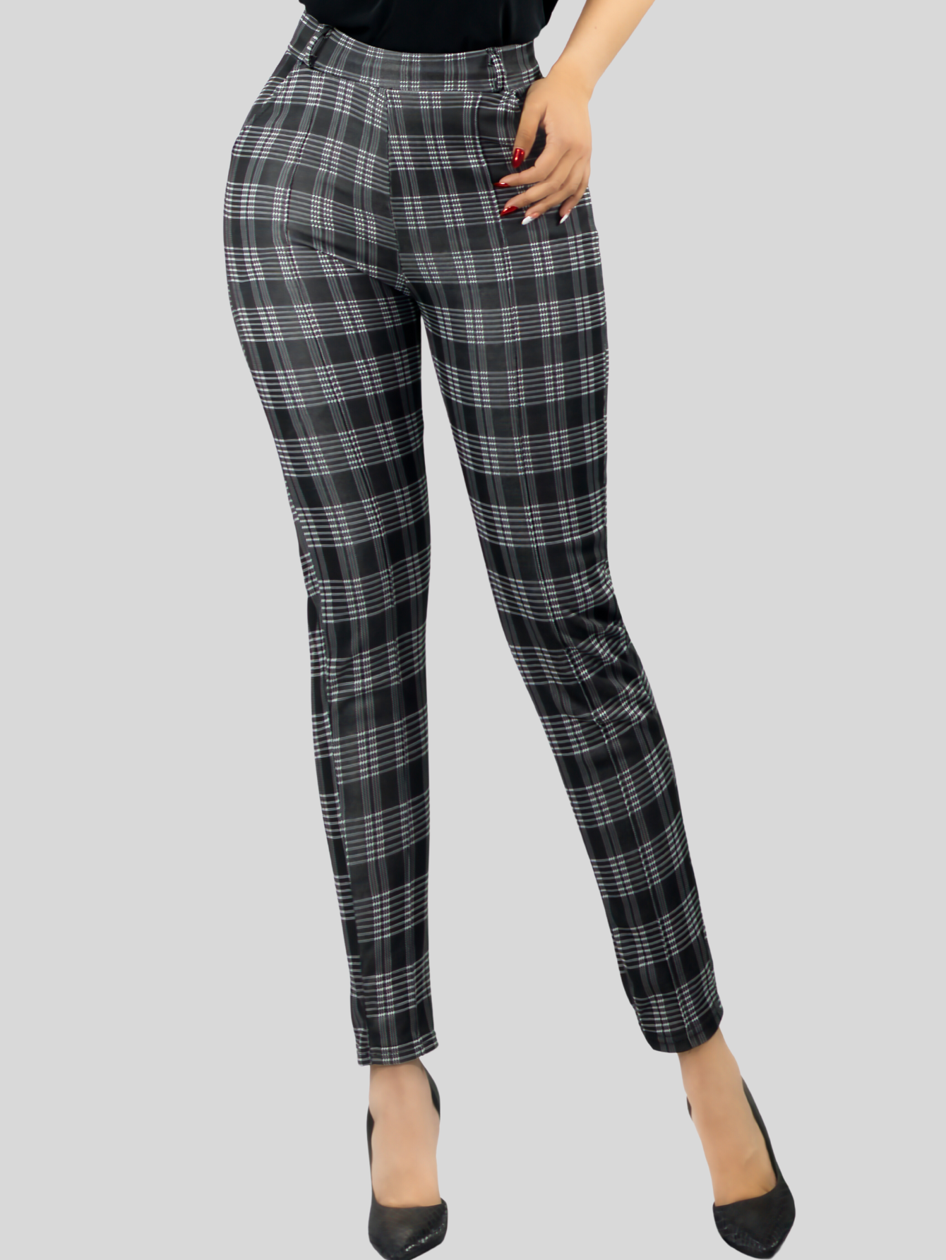 Foto 7 pulgar | Jeggins Mujer Legging Pantalón A Cuadro Mallones Panta-1010 Diseño 2 Mayon Malla