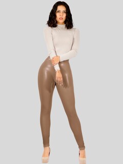 Foto 2 | Set De 3 Leggins Cuero Afelpado Interior Strech Lic-0123-px3 Variedad De Colores Térmico De Talle Alto Malla Vinipiel