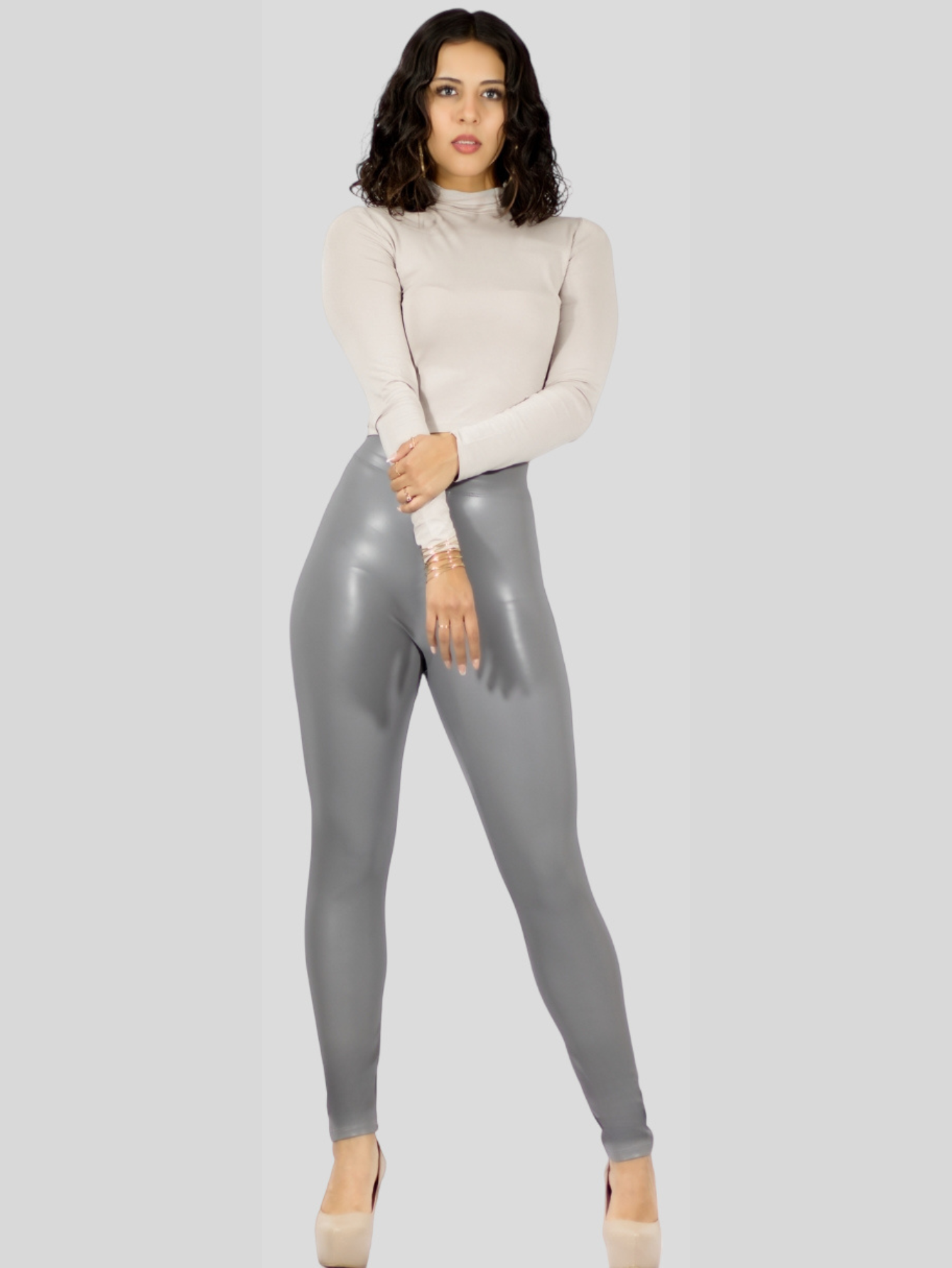 Foto 3 pulgar | Set De 3 Leggins Cuero Afelpado Interior Strech Lic-0123-px3 Variedad De Colores Térmico De Talle Alto Malla Vinipiel