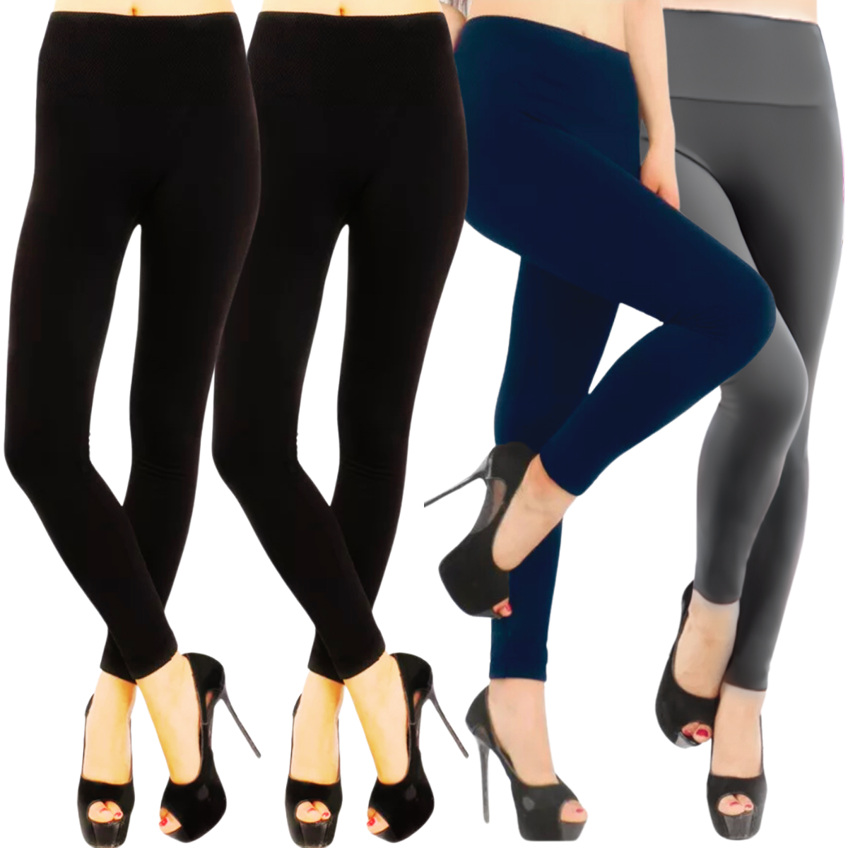 Set De 4 Leggings Térmico De Mujer Lic-071 Varios Colores Afelpado