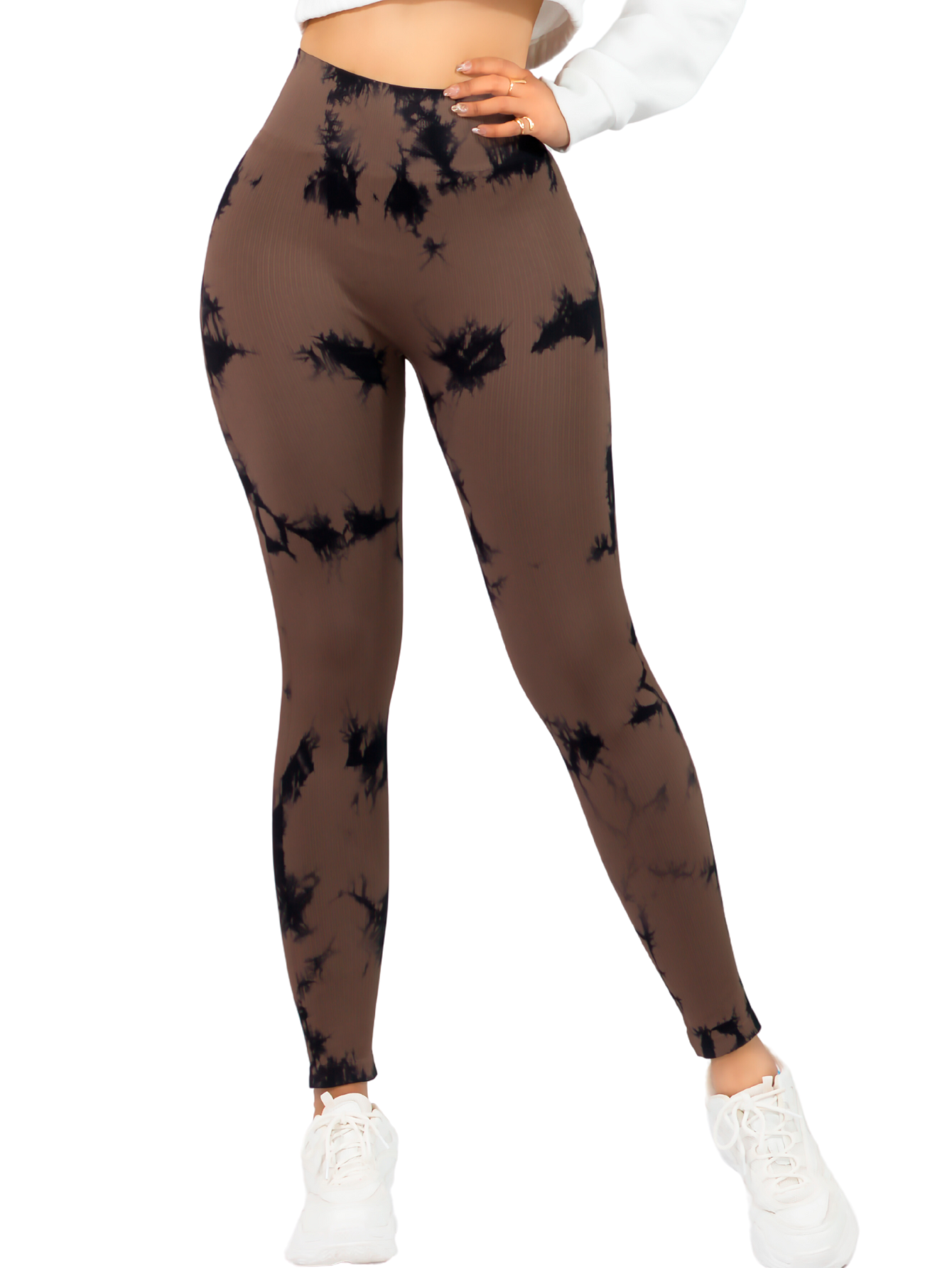 Foto 2 pulgar | Mallas Deportivas Leggins Stretch Corte Push Up Mallones Levantapompa Lic-0179 Café Claro Lycra Legging Talle Alto Muje