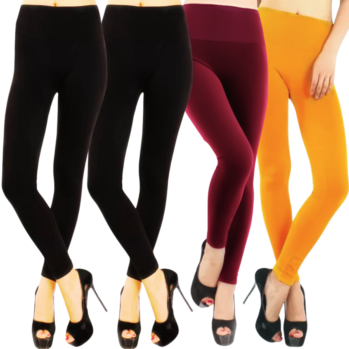 Set De 4 Leggings Térmico De Mujer Lic-071 Varios Colores Afelpado