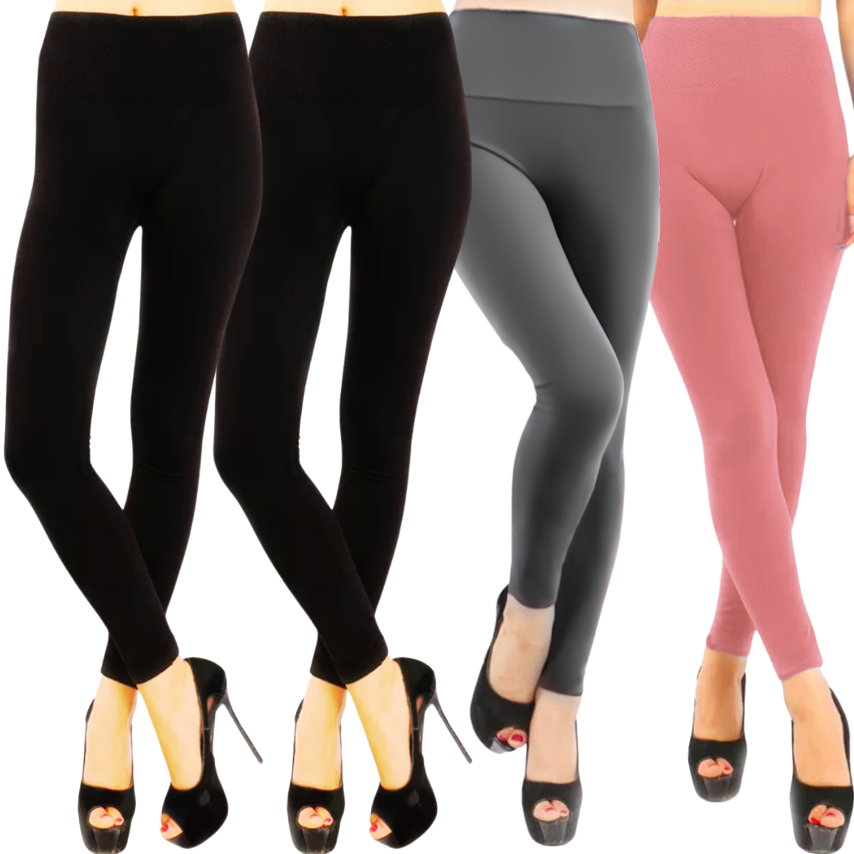 Foto 2 pulgar | Set De 4 Leggings Térmico De Mujer Lic-071 Varios Colores Afelpado