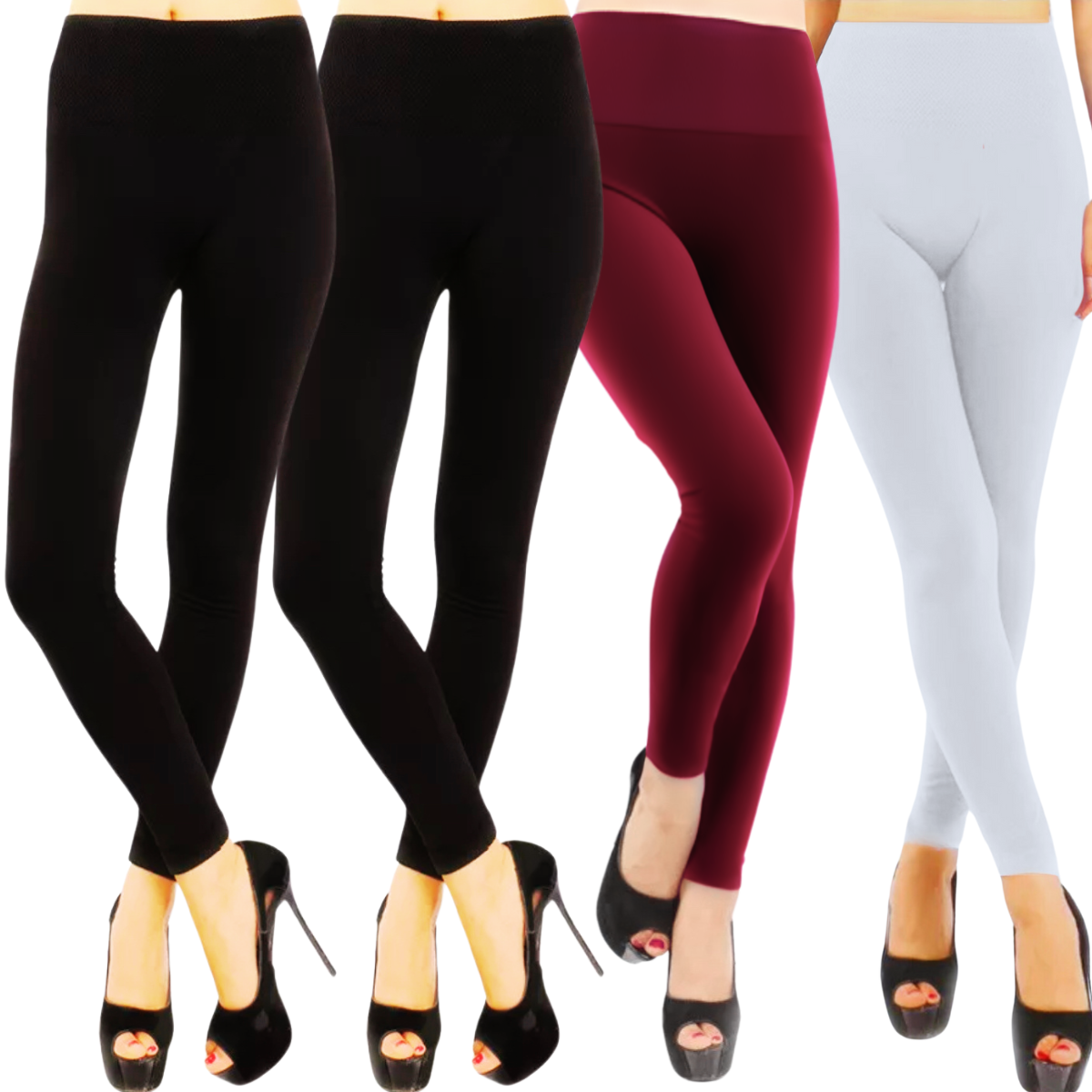 Foto 2 pulgar | Set De 4 Leggings Térmico De Mujer Lic-071 Varios Colores Afelpado