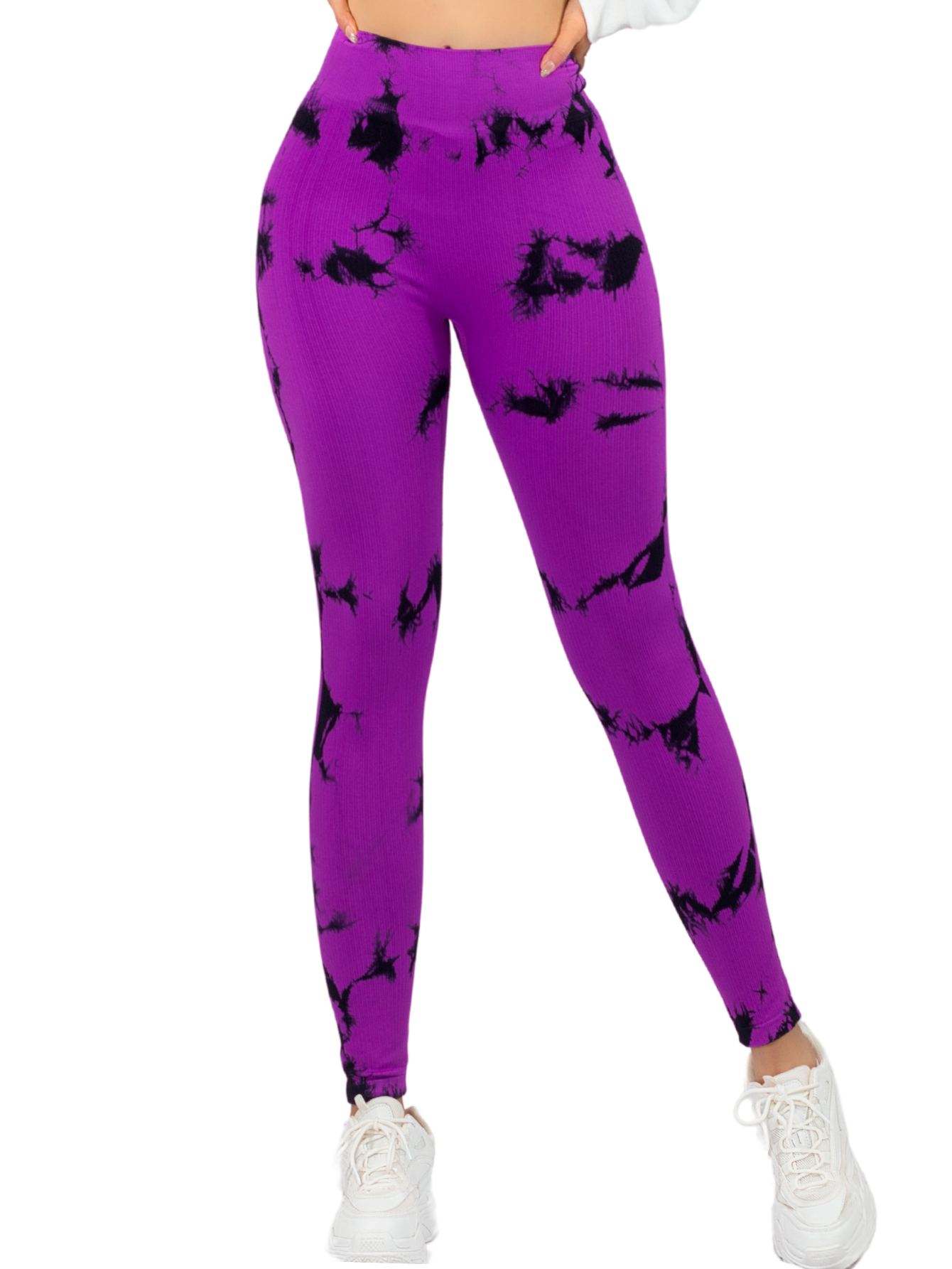 Mallas Deportivas Leggins Stretch Corte Push Up Mallones Levantapompa Lic-0179 Violeta Lycra Legging Talle Alto Mujer
