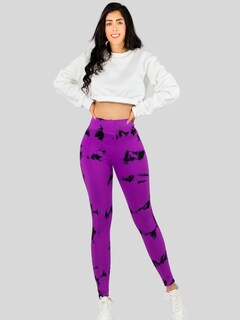 Foto 2 | Mallas Deportivas Leggins Stretch Corte Push Up Mallones Levantapompa Lic-0179 Violeta Lycra Legging Talle Alto Mujer