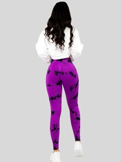 Foto 3 | Mallas Deportivas Leggins Stretch Corte Push Up Mallones Levantapompa Lic-0179 Violeta Lycra Legging Talle Alto Mujer